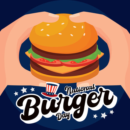 Isolated cartoonish hamburger Colored burger day template Vectorのイラスト素材