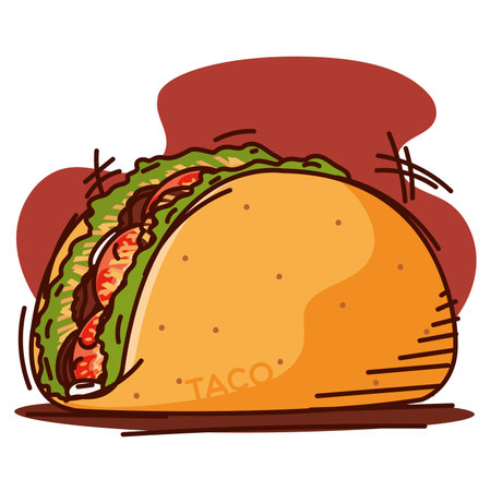 Isolated colored retro taco sketch image Vectorのイラスト素材