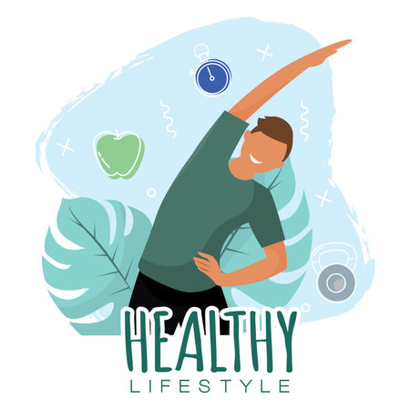 Isolated cute boy healthy abstract character Healthy lifestyle Vectorのイラスト素材