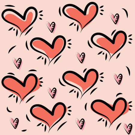 Hand drawn illustration background with heart shapes Vectorのイラスト素材