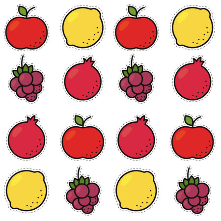 Seamless pattern background with set of fruit icons Vectorのイラスト素材