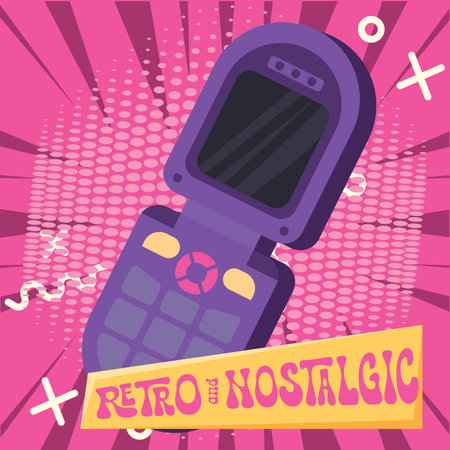 Isolated vintage cellphone Nostalgic retro background Vectorのイラスト素材