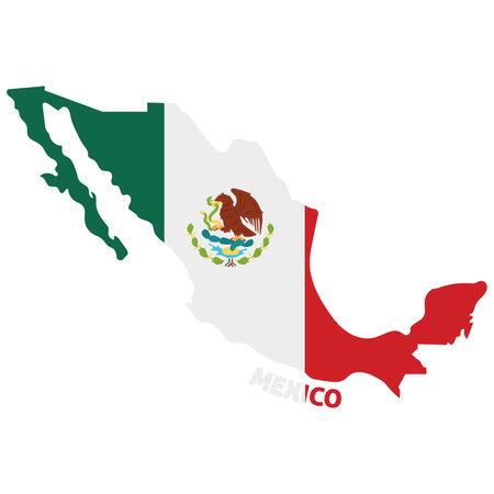 Isolated colored map of Mexico with its flag Vectorのイラスト素材