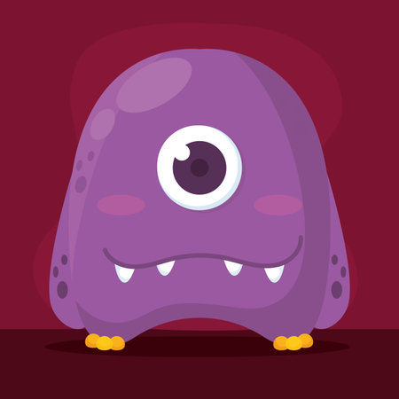 Isolated colored cute happy monster character Vectorのイラスト素材