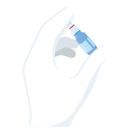 Isolated hand holding vaccine bottle image Vectorのイラスト素材