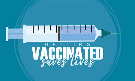 Isolated syringe vaccines save lives poster Vectorのイラスト素材