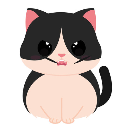 Isolated cute angry cat character Vectorのイラスト素材