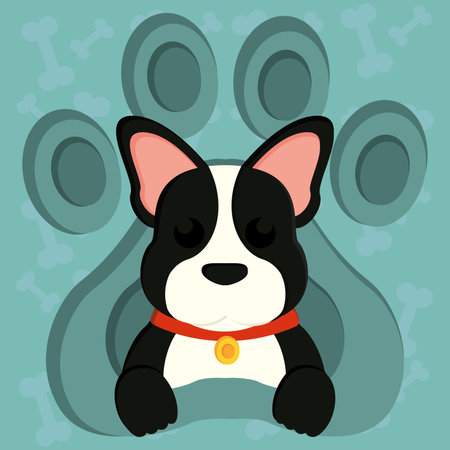 Cute dog character on layered paw Vectorのイラスト素材