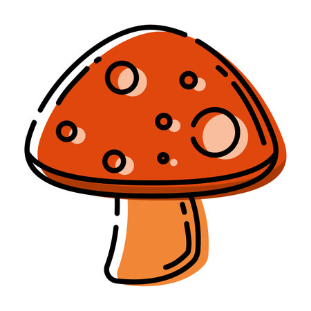 Isolated colored autumn mushroom sketch icon Vectorのイラスト素材