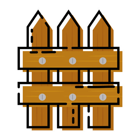 Isolated colored wooden fence sketch icon Vectorのイラスト素材
