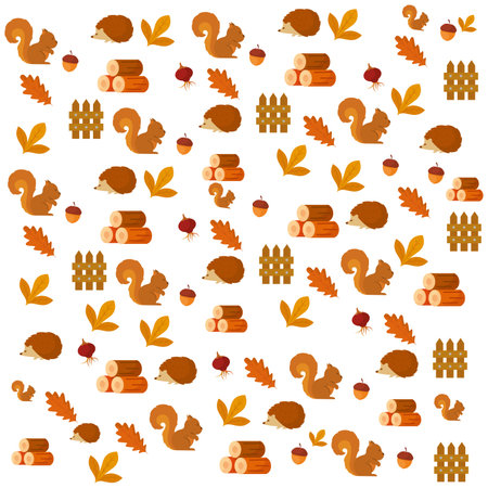 Seamless pattern background with autumn icons Vectorのイラスト素材