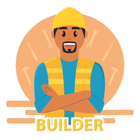 Isolated cute male builder character Profession Vectorのイラスト素材