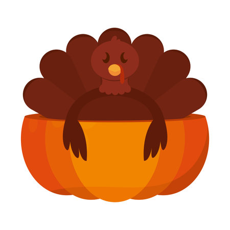 Isolated pumpkin vegetable with a turkey bird icon Vectorのイラスト素材