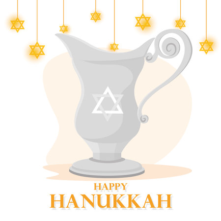 Colored happy hanukkah template with a jewish pot Vectorのイラスト素材