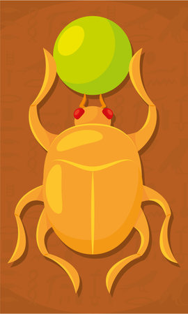 Isolated egyptian golden scarab charm Egypt Vectorのイラスト素材