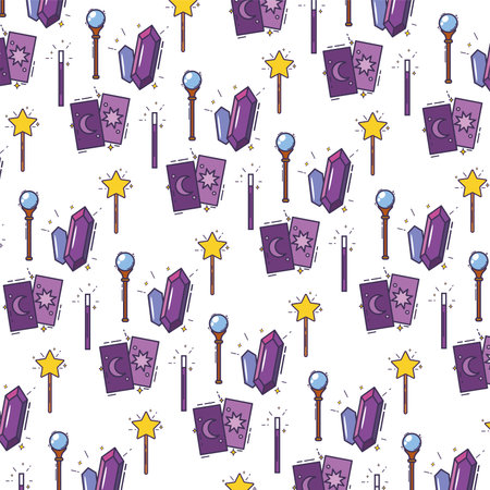 Seamless pattern background with magic icons Vectorのイラスト素材