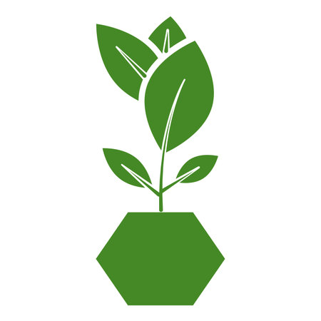 Isolated green silhouette indoor plant icon Vectorのイラスト素材