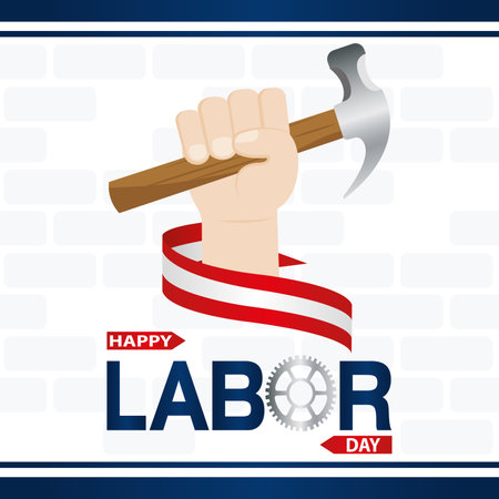 Hand holding a hammer Labor day Vectorのイラスト素材