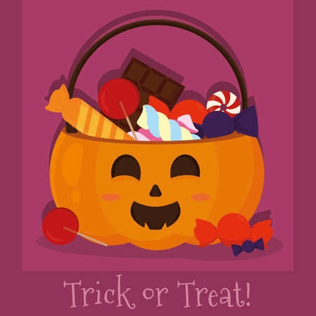 Isolated cute jack o lantern with candies Happy halloween Vectorのイラスト素材