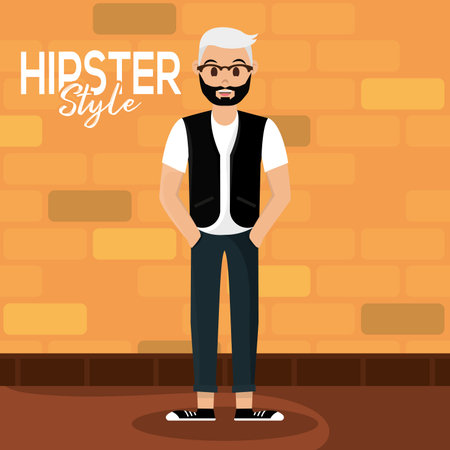 Isolated handsome male hipster character Vectorのイラスト素材