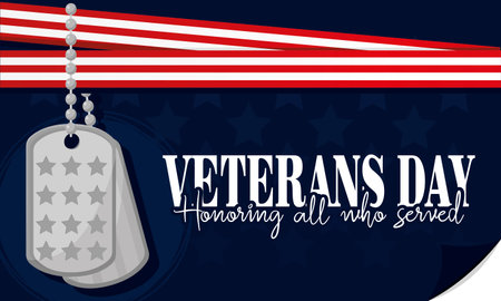 Horizontal colored veteran day poster with medal Vectorのイラスト素材