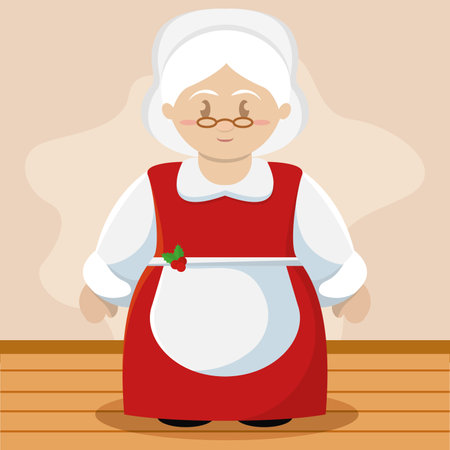 Isolated cute miss claus christmas character Vectorのイラスト素材
