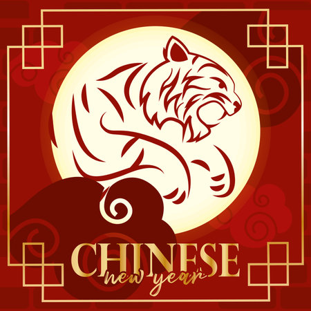 Red and golden colored chinese new year template Vectorのイラスト素材