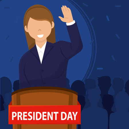 Isolated female president character on dais President day Vectorのイラスト素材
