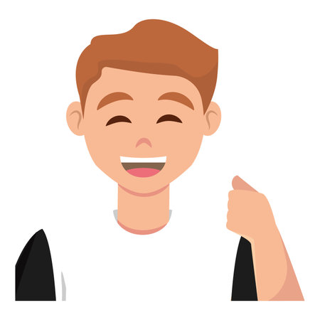 Isolated happy young man Positive boy Vectorのイラスト素材