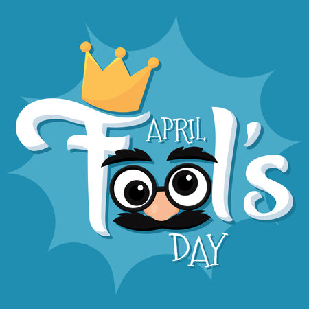 April fools day text with funny mask Vectorのイラスト素材