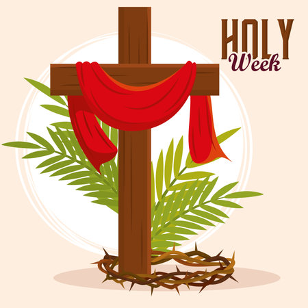 cross mantle crucifixion Holy week Vectorのイラスト素材
