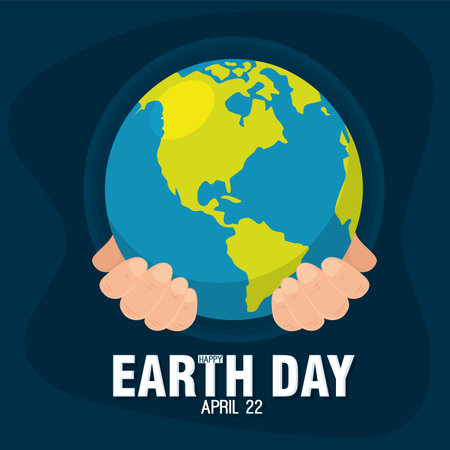 Pair of hands holding our planet Earth day Vectorのイラスト素材
