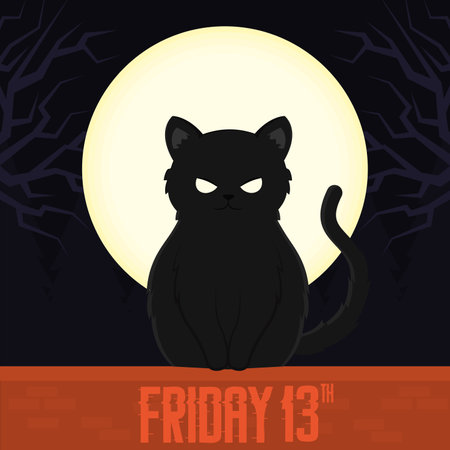 Friday 13th poster with black cat Vectorのイラスト素材