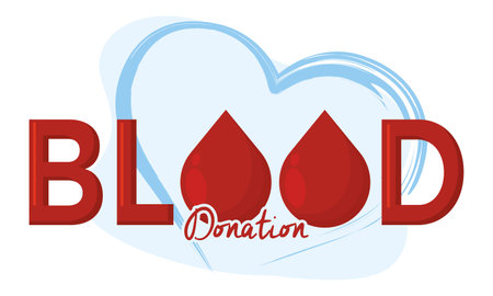 Blood donation horizontal template with text and a pair of blood drops Vectorのイラスト素材