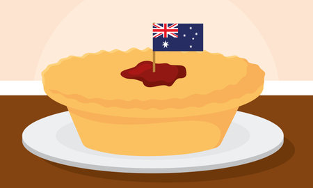 Isolated traditional australian pie with its flag Vectorのイラスト素材
