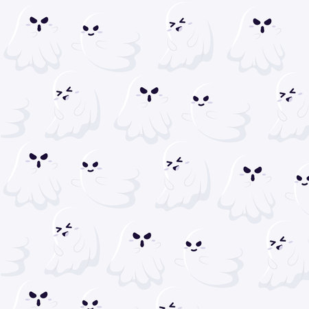 Halloween ghost character seamless pattern background Vectorのイラスト素材