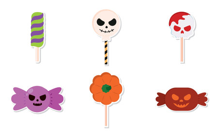 Set of cute halloween candies icons Vectorのイラスト素材