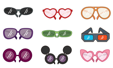 Set of colored trending eyeglasses icon Vectorのイラスト素材