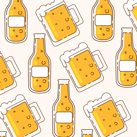 Beer seamless pattern background Vectorのイラスト素材