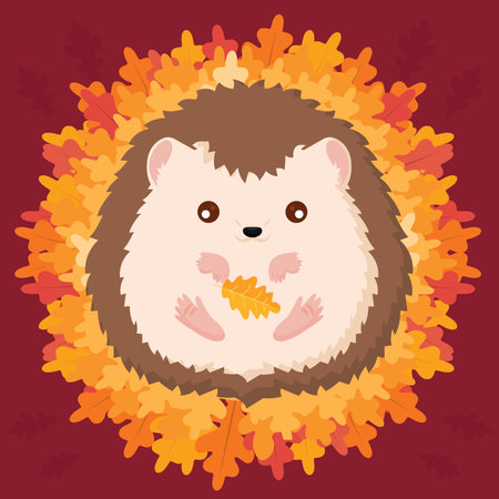Isolated cute hedgehog autumn animal character Vectorのイラスト素材