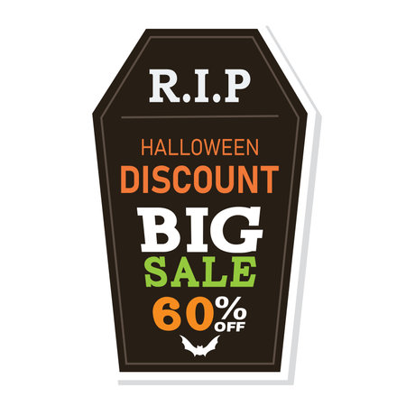 Halloween discount sticker Creepy label Vectorのイラスト素材