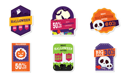 Set of halloween discount stickers Vectorのイラスト素材