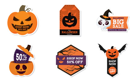 Set of halloween discount stickers Vectorのイラスト素材