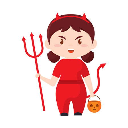 Cute kawaii devil costume Halloween season Vectorのイラスト素材
