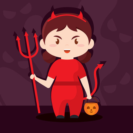 Cute kawaii devil costume Halloween season Vectorのイラスト素材