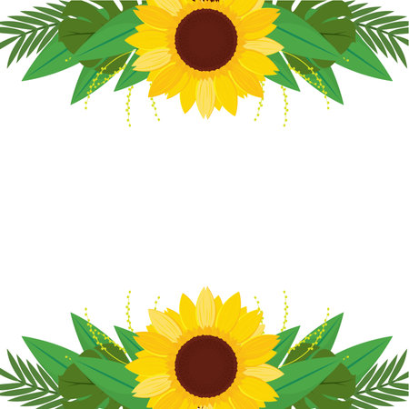 Colored sunflower border Flower border Vectorのイラスト素材