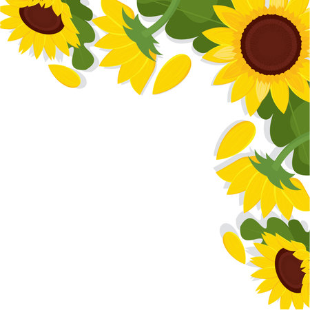 Colored sunflower border Flower border Vectorのイラスト素材