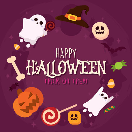 Happy halloween poster trick or treat Vectorのイラスト素材