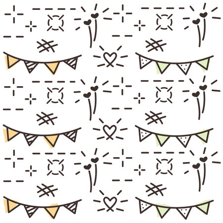 Hand drawn illustration background with party ornaments Vectorのイラスト素材