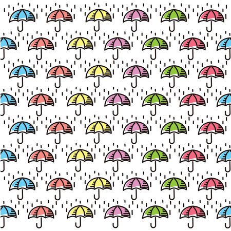 Colored umbrellas hand drawn background Vectorのイラスト素材